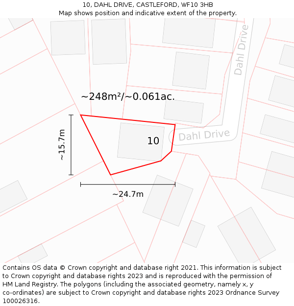 10, DAHL DRIVE, CASTLEFORD, WF10 3HB: Plot and title map