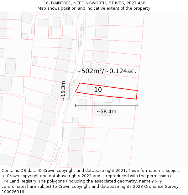 10, DAINTREE, NEEDINGWORTH, ST IVES, PE27 4SP: Plot and title map