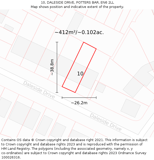 10, DALESIDE DRIVE, POTTERS BAR, EN6 2LL: Plot and title map