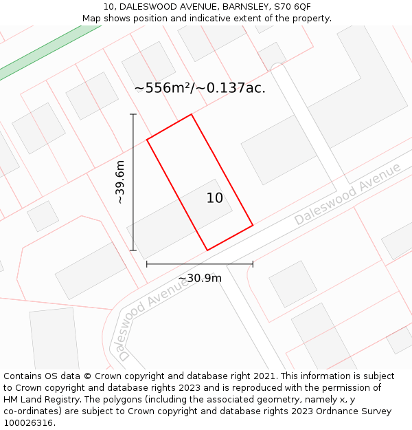 10, DALESWOOD AVENUE, BARNSLEY, S70 6QF: Plot and title map