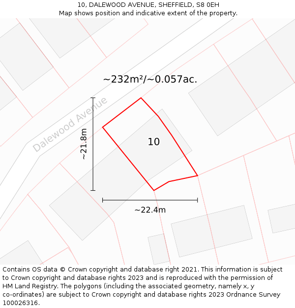 10, DALEWOOD AVENUE, SHEFFIELD, S8 0EH: Plot and title map