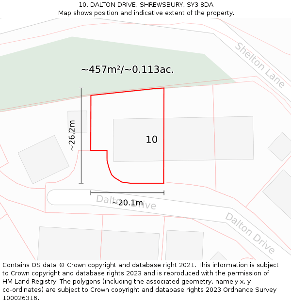 10, DALTON DRIVE, SHREWSBURY, SY3 8DA: Plot and title map