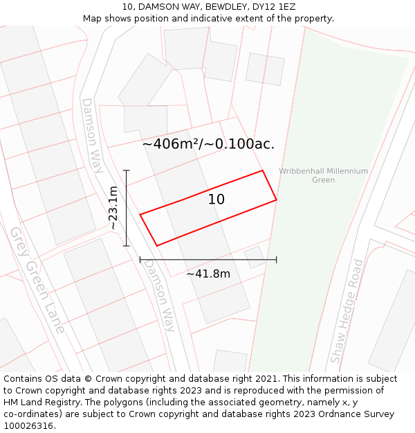 10, DAMSON WAY, BEWDLEY, DY12 1EZ: Plot and title map