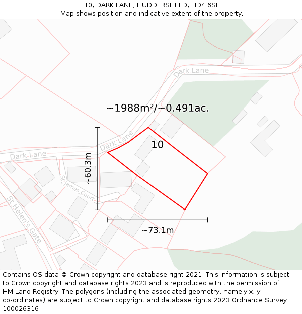 10, DARK LANE, HUDDERSFIELD, HD4 6SE: Plot and title map