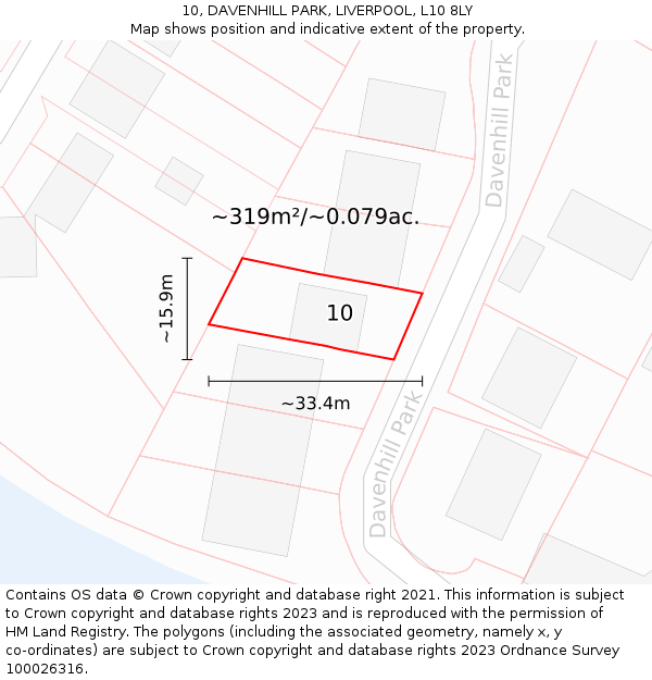 10, DAVENHILL PARK, LIVERPOOL, L10 8LY: Plot and title map