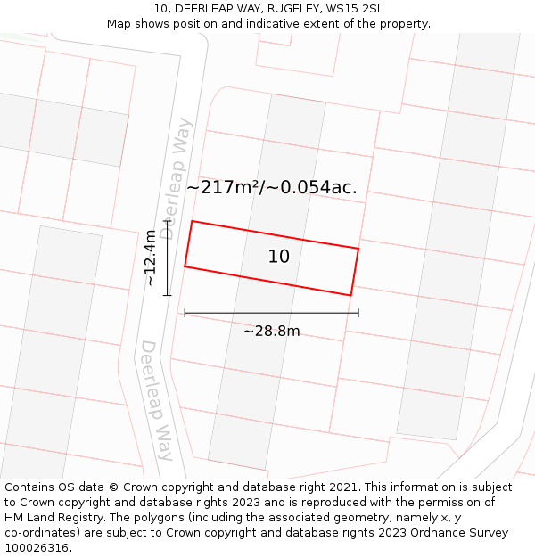 10, DEERLEAP WAY, RUGELEY, WS15 2SL: Plot and title map