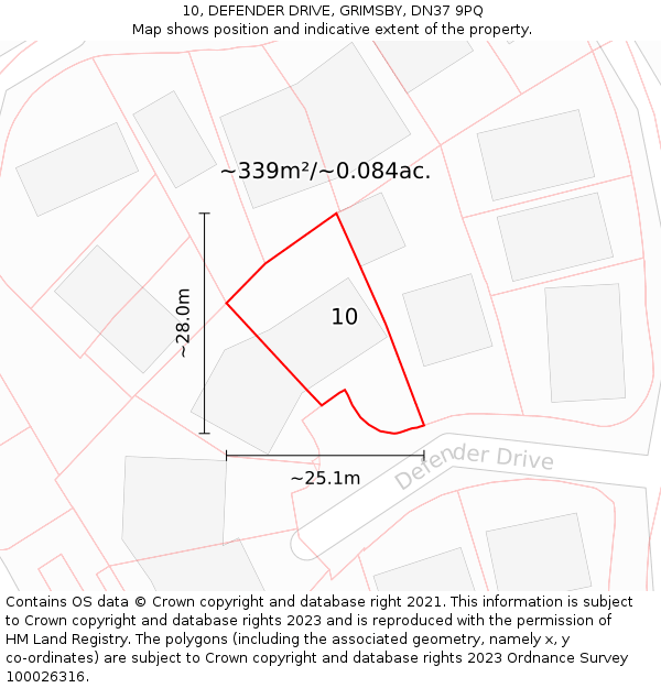 10, DEFENDER DRIVE, GRIMSBY, DN37 9PQ: Plot and title map