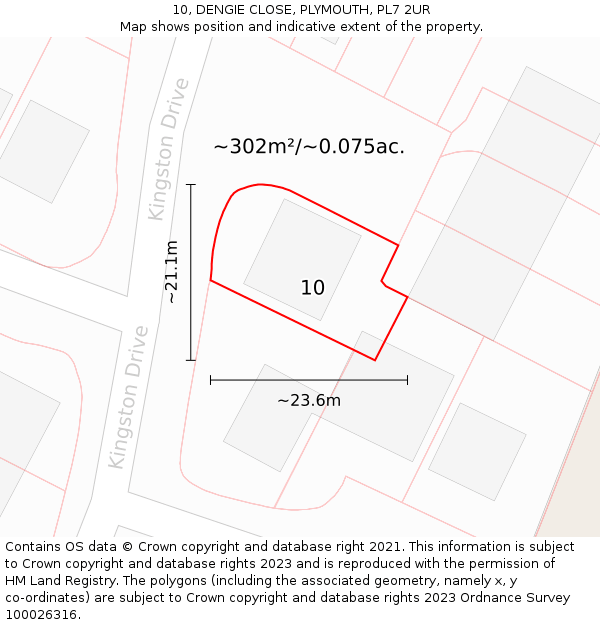 10, DENGIE CLOSE, PLYMOUTH, PL7 2UR: Plot and title map