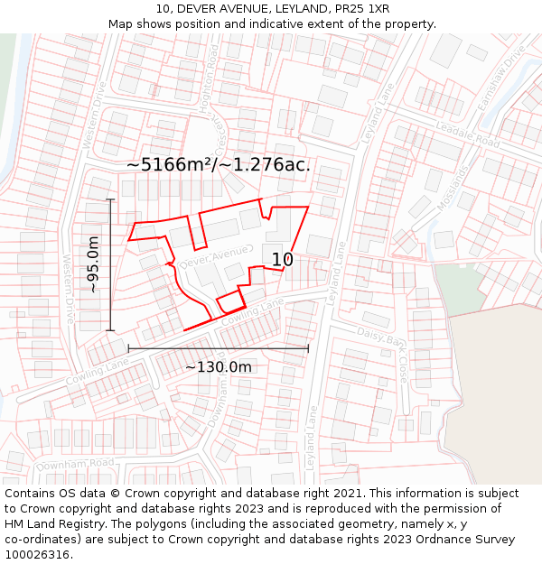 10, DEVER AVENUE, LEYLAND, PR25 1XR: Plot and title map