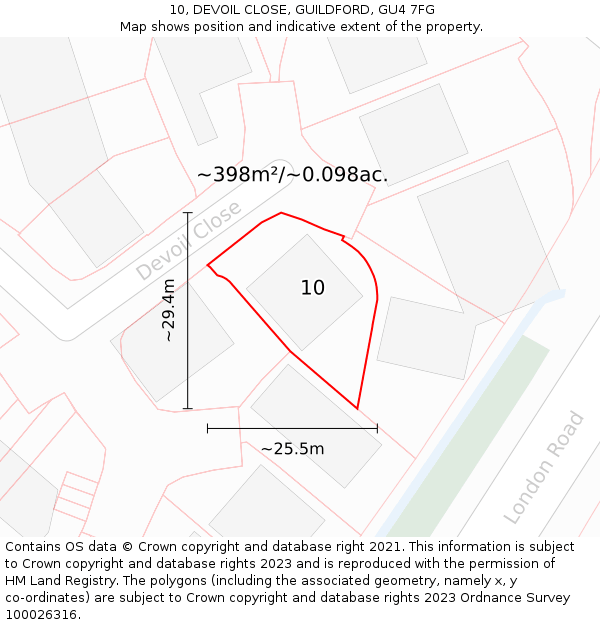 10, DEVOIL CLOSE, GUILDFORD, GU4 7FG: Plot and title map