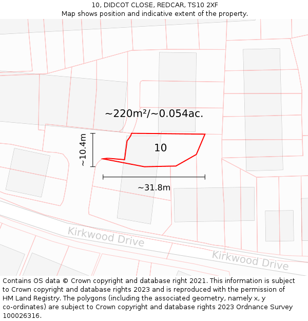 10, DIDCOT CLOSE, REDCAR, TS10 2XF: Plot and title map