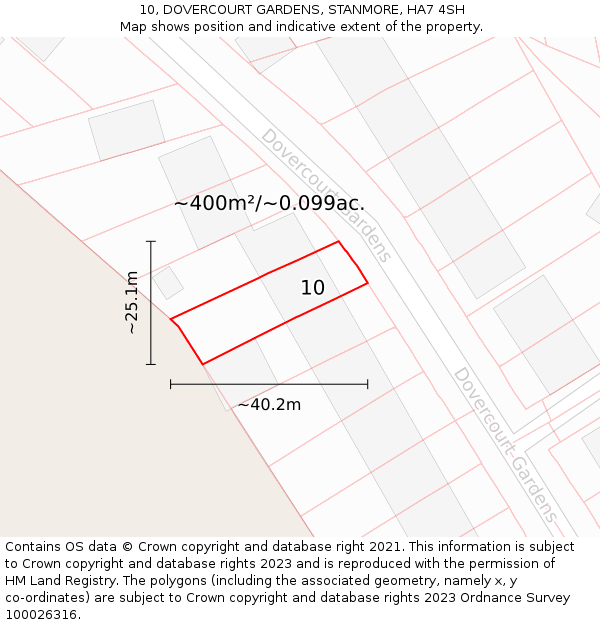 10, DOVERCOURT GARDENS, STANMORE, HA7 4SH: Plot and title map