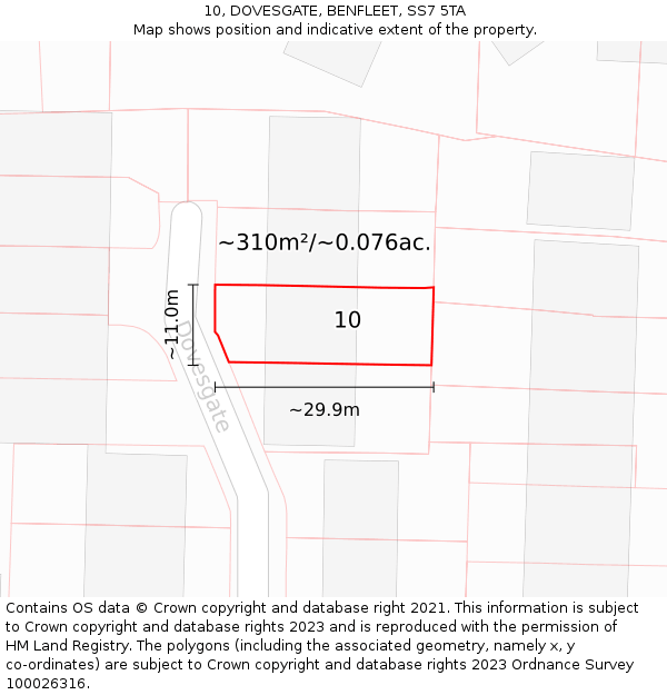 10, DOVESGATE, BENFLEET, SS7 5TA: Plot and title map