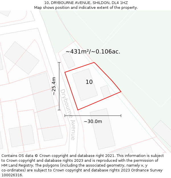 10, DRYBOURNE AVENUE, SHILDON, DL4 1HZ: Plot and title map