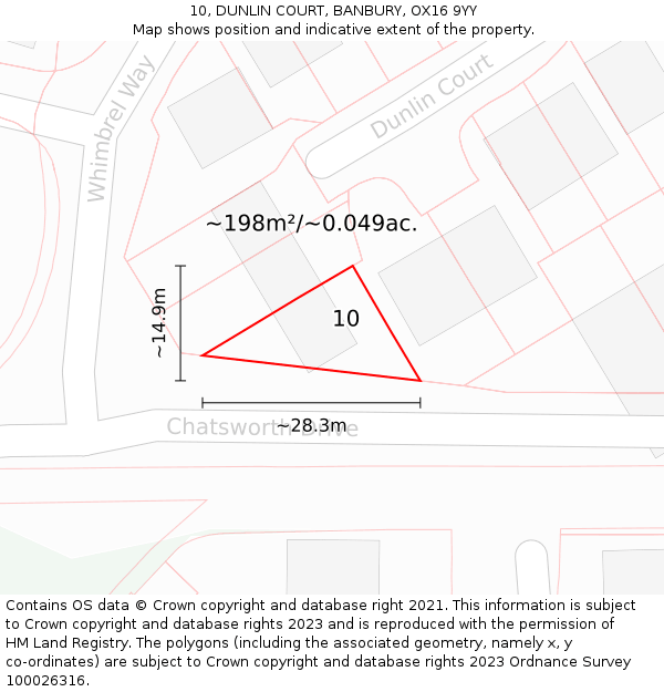 10, DUNLIN COURT, BANBURY, OX16 9YY: Plot and title map