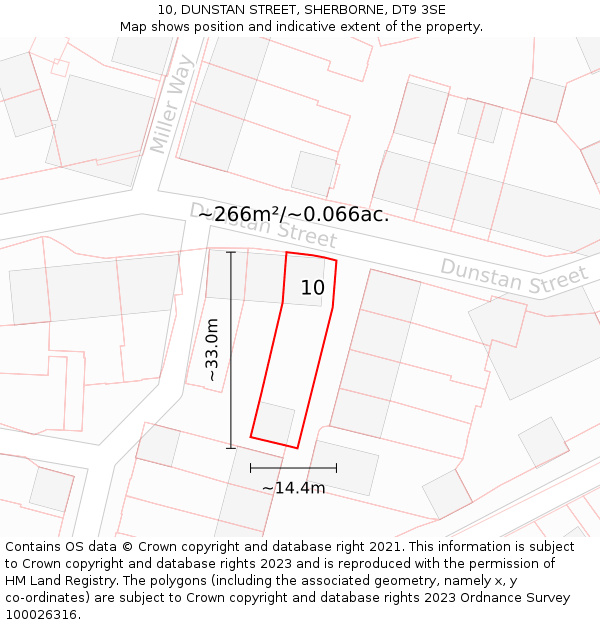 10, DUNSTAN STREET, SHERBORNE, DT9 3SE: Plot and title map