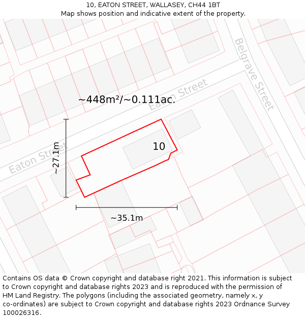 10, EATON STREET, WALLASEY, CH44 1BT: Plot and title map