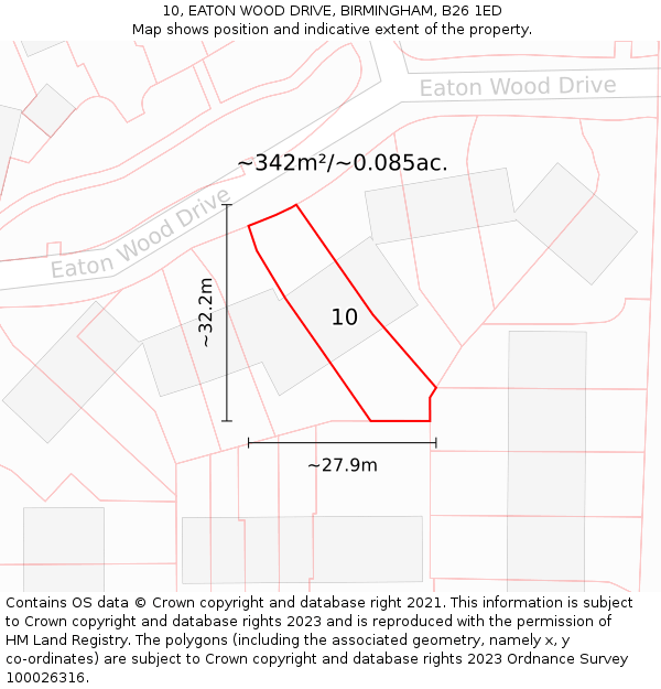 10, EATON WOOD DRIVE, BIRMINGHAM, B26 1ED: Plot and title map