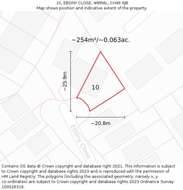 10, EBONY CLOSE, WIRRAL, CH46 6JB: Plot and title map