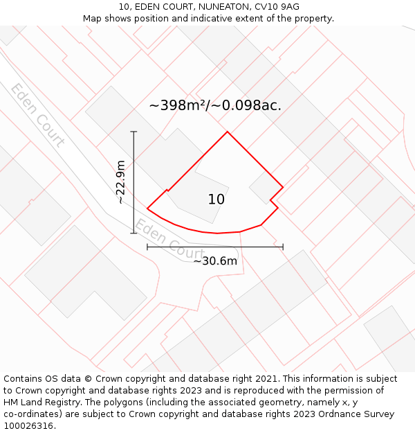 10, EDEN COURT, NUNEATON, CV10 9AG: Plot and title map