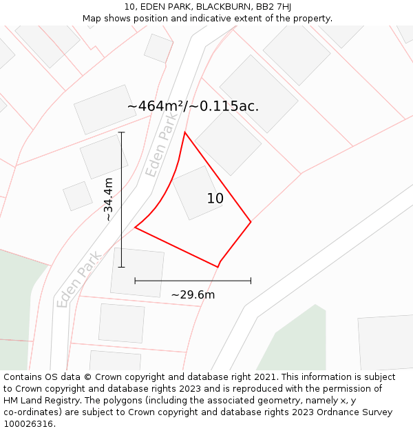 10, EDEN PARK, BLACKBURN, BB2 7HJ: Plot and title map