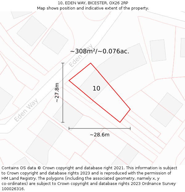 10, EDEN WAY, BICESTER, OX26 2RP: Plot and title map