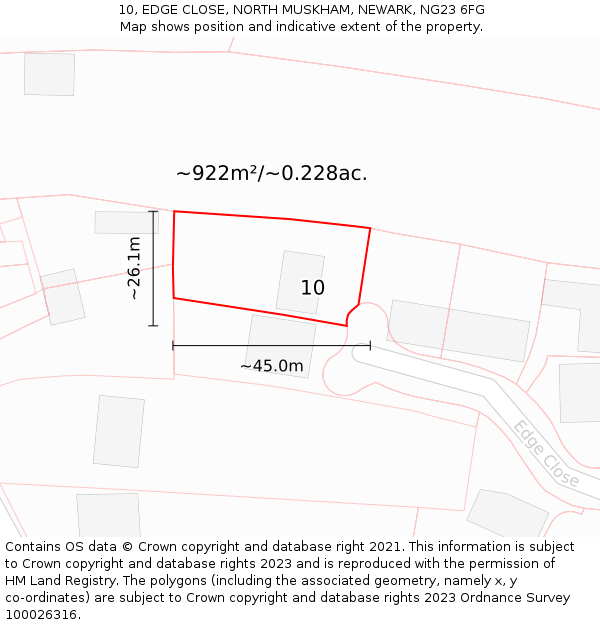 10, EDGE CLOSE, NORTH MUSKHAM, NEWARK, NG23 6FG: Plot and title map