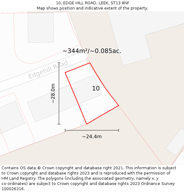 10, EDGE HILL ROAD, LEEK, ST13 8NF: Plot and title map