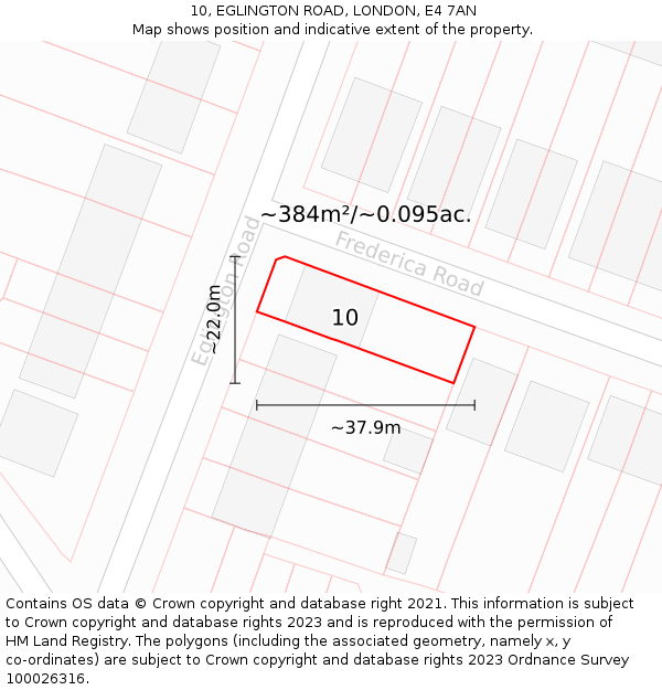 10, EGLINGTON ROAD, LONDON, E4 7AN: Plot and title map