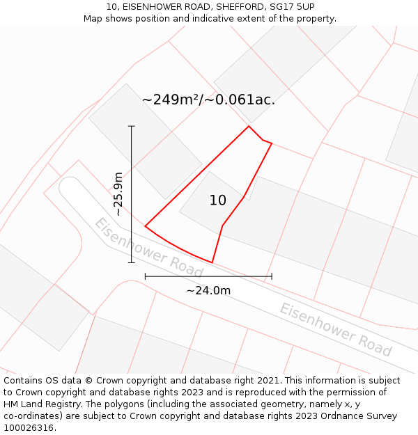 10, EISENHOWER ROAD, SHEFFORD, SG17 5UP: Plot and title map