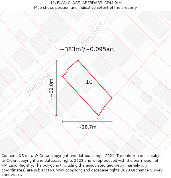 10, ELAN CLOSE, ABERDARE, CF44 0LH: Plot and title map
