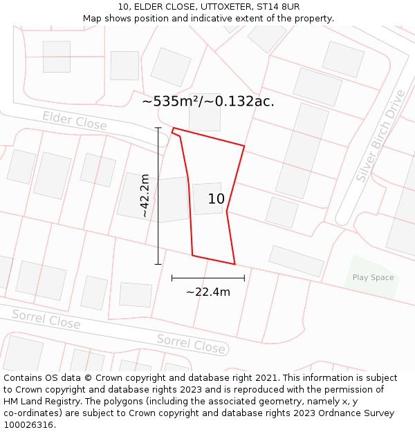 10, ELDER CLOSE, UTTOXETER, ST14 8UR: Plot and title map