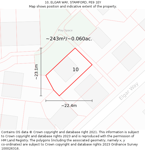 10, ELGAR WAY, STAMFORD, PE9 1EY: Plot and title map