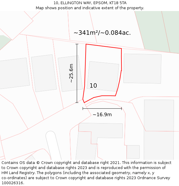 10, ELLINGTON WAY, EPSOM, KT18 5TA: Plot and title map