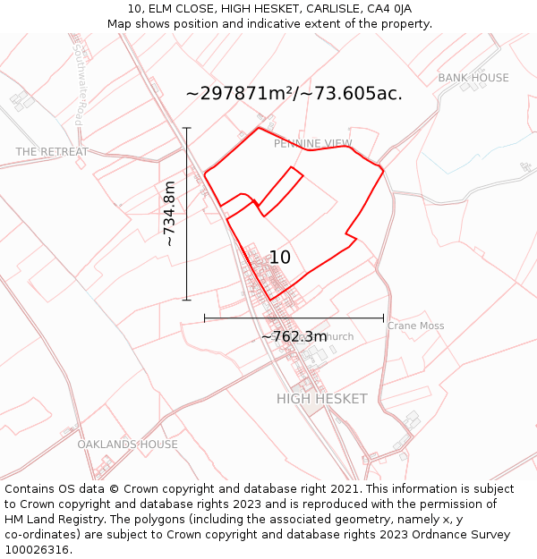 10, ELM CLOSE, HIGH HESKET, CARLISLE, CA4 0JA: Plot and title map