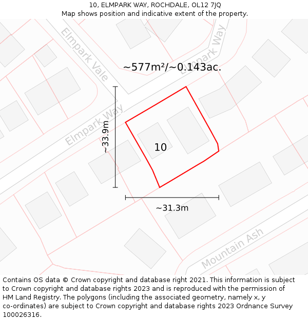 10, ELMPARK WAY, ROCHDALE, OL12 7JQ: Plot and title map