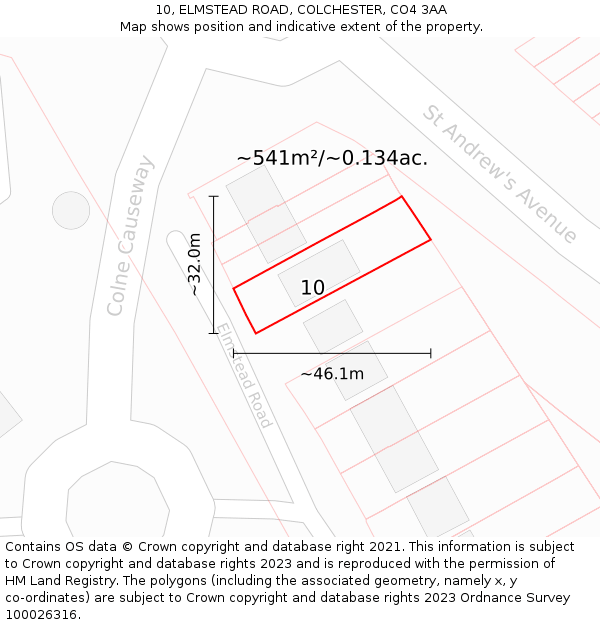 10, ELMSTEAD ROAD, COLCHESTER, CO4 3AA: Plot and title map
