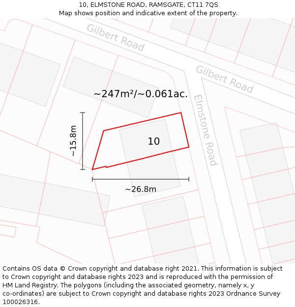 10, ELMSTONE ROAD, RAMSGATE, CT11 7QS: Plot and title map