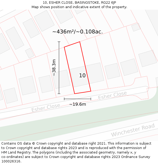 10, ESHER CLOSE, BASINGSTOKE, RG22 6JP: Plot and title map