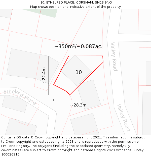 10, ETHELRED PLACE, CORSHAM, SN13 9NG: Plot and title map