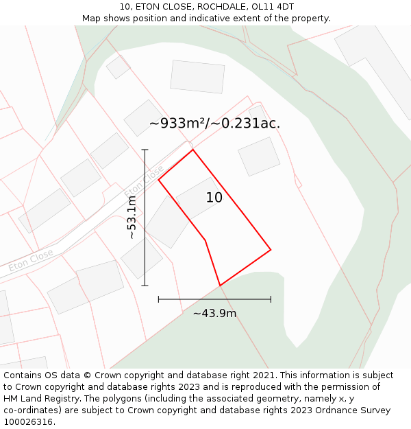 10, ETON CLOSE, ROCHDALE, OL11 4DT: Plot and title map