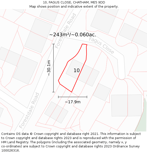 10, FAGUS CLOSE, CHATHAM, ME5 9DD: Plot and title map