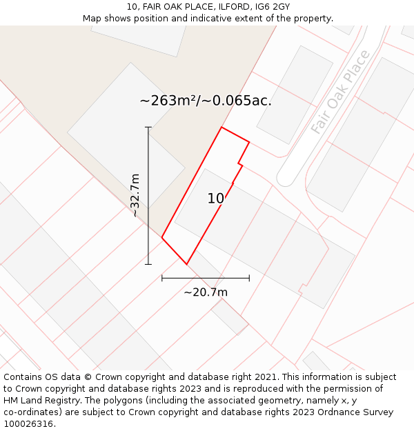 10, FAIR OAK PLACE, ILFORD, IG6 2GY: Plot and title map