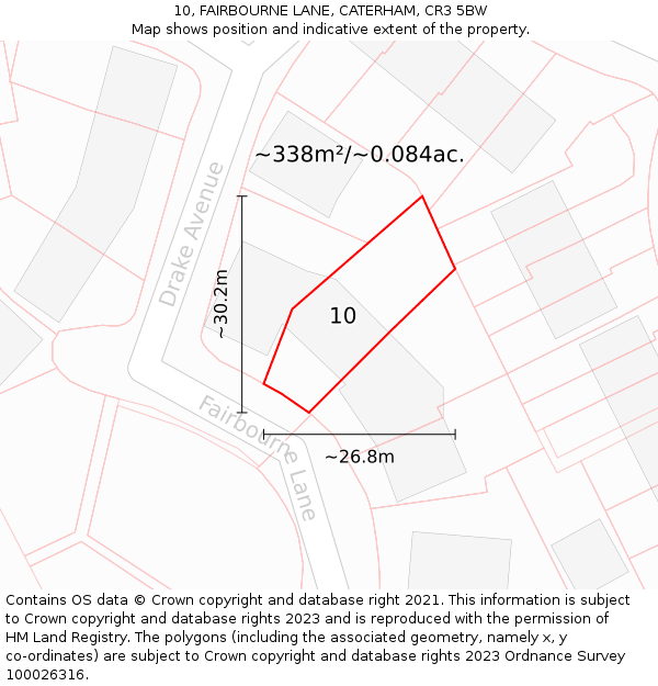 10, FAIRBOURNE LANE, CATERHAM, CR3 5BW: Plot and title map