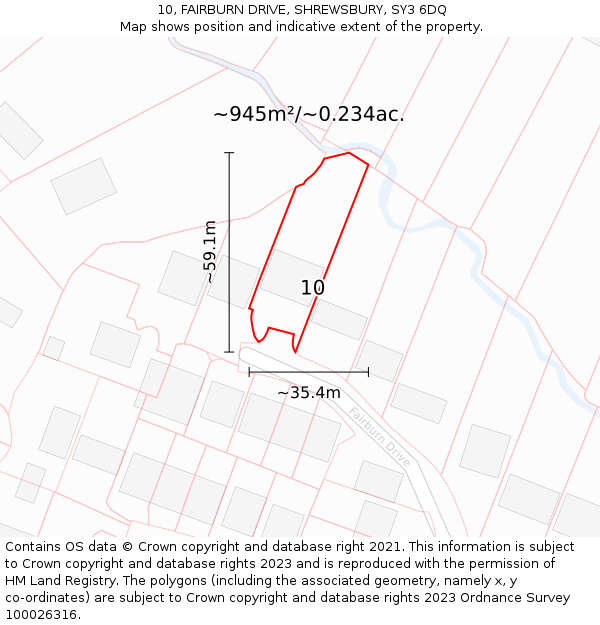 10, FAIRBURN DRIVE, SHREWSBURY, SY3 6DQ: Plot and title map