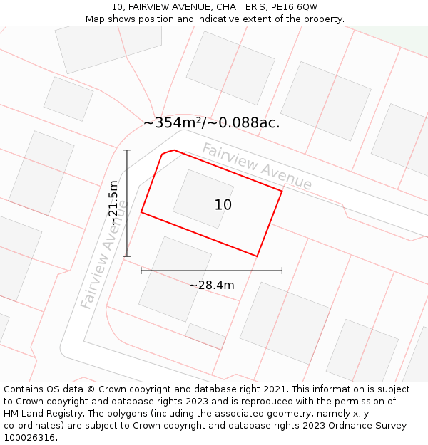 10, FAIRVIEW AVENUE, CHATTERIS, PE16 6QW: Plot and title map