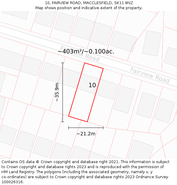 10, FAIRVIEW ROAD, MACCLESFIELD, SK11 8NZ: Plot and title map