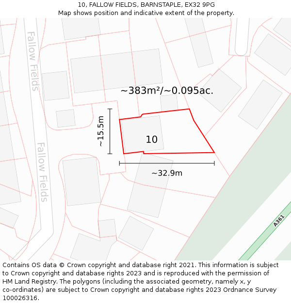 10, FALLOW FIELDS, BARNSTAPLE, EX32 9PG: Plot and title map