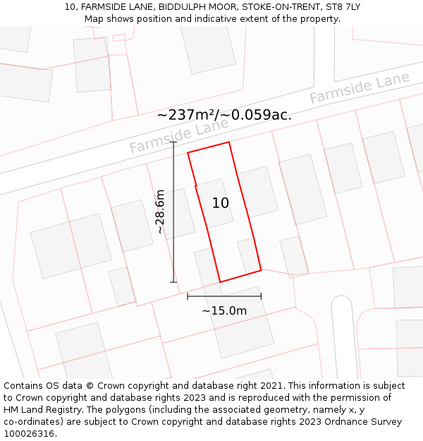 10, FARMSIDE LANE, BIDDULPH MOOR, STOKE-ON-TRENT, ST8 7LY: Plot and title map