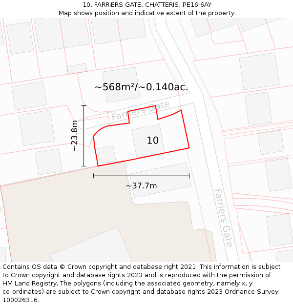 10, FARRIERS GATE, CHATTERIS, PE16 6AY: Plot and title map